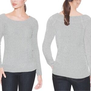 White House Black Market Chenille Shimmer Bateau Pullover Sweater Size Medium